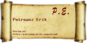 Petreasz Erik névjegykártya